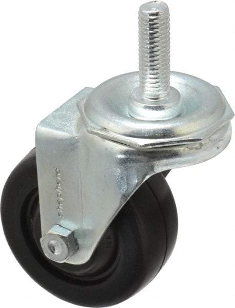 Shepherd - 3" Diam x 1-1/4" Wide x 4-1/8" OAH Stem Mount Swivel Caster - Hard Rubber, 150 Lb Capacity, Nylon Bearing, 1/2-13 x 1-1/2" Threaded Stem - Industrial Tool & Supply
