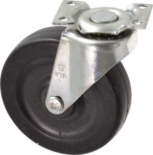 Shepherd - 3" Diam x 13/16" Wide x 3-1/2" OAH Top Plate Mount Swivel Caster - Soft Rubber, 110 Lb Capacity, Nylon Bearing, 1-3/16 x 2" Plate - Industrial Tool & Supply