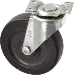 Shepherd - 3" Diam x 13/16" Wide x 3-1/2" OAH Top Plate Mount Swivel Caster - Soft Rubber, 110 Lb Capacity, Nylon Bearing, 1-3/16 x 2" Plate - Industrial Tool & Supply