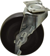 Shepherd - 3" Diam x 13/16" Wide x 3-1/2" OAH Top Plate Mount Swivel Caster with Brake - Soft Rubber, 110 Lb Capacity, Nylon Bearing, 1-3/16 x 2" Plate - Industrial Tool & Supply