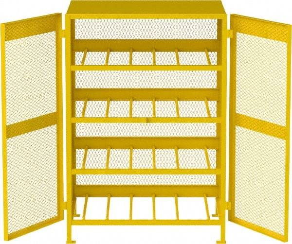 Jamco - 4 Shelf Gas Cylinder Storage Cabinet - Steel, 49" Wide x 38" Deep x 70" High, Safety Yellow - Industrial Tool & Supply