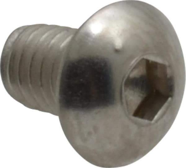 Value Collection - M4x0.70 Metric Coarse Hex Socket Drive, Button Screw - Grade 18-8 & Austenitic A2 Stainless Steel, Uncoated, Fully Threaded, 6mm Length Under Head - Industrial Tool & Supply
