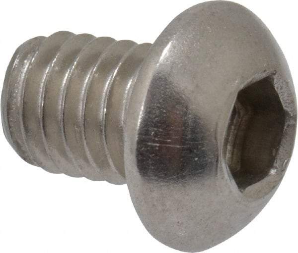 Value Collection - M6x1.00 Metric Coarse Hex Socket Drive, Button Screw - Grade 18-8 & Austenitic A2 Stainless Steel, Uncoated, Fully Threaded, 8mm Length Under Head - Industrial Tool & Supply