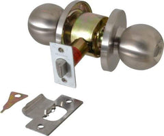 Master Lock - Up to 1-3/4" Door Thickness, Brushed Chrome Privacy Knob Lockset - 2-3/4" Back Set, Keyless Cylinder - Industrial Tool & Supply