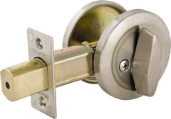 Master Lock - Up to 2" Door Thickness, Brushed Chrome Finish, One Sided Deadbolt - Keyless Cylinder - Industrial Tool & Supply