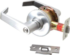 Master Lock - Grade 2 Privacy Lever Lockset - 2-3/4" Back Set, Keyless Cylinder, Brushed Chrome Finish - Industrial Tool & Supply