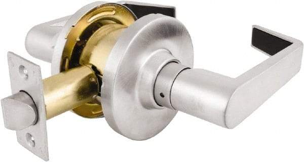 Master Lock - Grade 2 Passage Lever Lockset - 2-3/4" Back Set, Keyless Cylinder, Brushed Chrome Finish - Industrial Tool & Supply