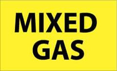 NMC - Hazardous Materials Label - Legend: Mixed Gas, English, Black & Yellow, 5" Long x 3" High, Sign Muscle Finish - Industrial Tool & Supply