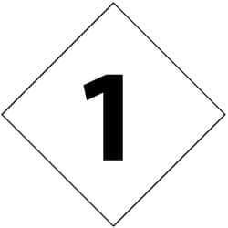 NMC - Hazardous Materials Label - Legend: Number 1, English, Black & White, 3-3/4" Long x 3-3/4" High, Sign Muscle Finish - Industrial Tool & Supply