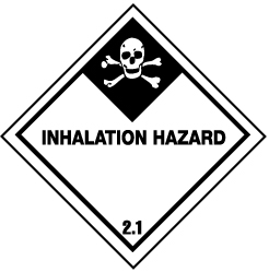 NMC - Accident Prevention Label - Legend: Inhalation Hazard, English, Black & White, 4" Long x 4" High, Sign Muscle Finish - Industrial Tool & Supply