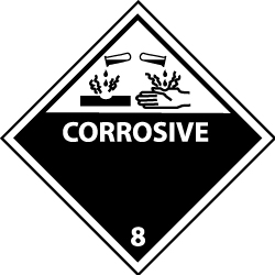NMC - Corrosive DOT Shipping Label - 4" High x 4" Wide - Industrial Tool & Supply