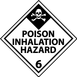 NMC - Accident Prevention Label - Legend: Poison Inhalation Hazard, English, Black & White, 4" Long x 4" High, Sign Muscle Finish - Industrial Tool & Supply