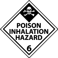 NMC - Accident Prevention Label - Legend: Poison Inhalation Hazard, English, Black & White, 4" Long x 4" High, Sign Muscle Finish - Industrial Tool & Supply