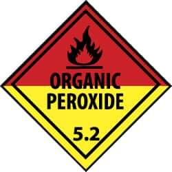 NMC - Safety & Facility Label - Legend: Organic Peroxide 5.2, English, Black, Red, Black & Yellow, 4" Long x 4" High, Sign Muscle Finish - Industrial Tool & Supply
