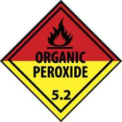 NMC - Safety & Facility Label - Legend: Organic Peroxide 5.2, English, Black, Red, Black & Yellow, 4" Long x 4" High, Sign Muscle Finish - Industrial Tool & Supply