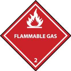 NMC - Flammable Gas DOT Shipping Label - 4" High x 4" Wide - Industrial Tool & Supply