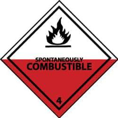 NMC - Spontaneously Combustible DOT Shipping Label - 4" High x 4" Wide - Industrial Tool & Supply