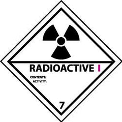NMC - Accident Prevention Label - Legend: Radioactive I Contents: Activity:, English, Black, Magenta & White, 4" Long x 4" High, Sign Muscle Finish - Industrial Tool & Supply