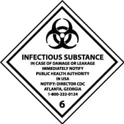 NMC - Infectious Substance - In Case of Damage or Leakage Immediately Notify Public Authority in U.S.A. - Notify: Director... DOT Shipping Label - 4" High x 4" Wide - Industrial Tool & Supply