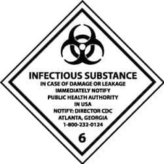 NMC - Infectious Substance - In Case of Damage or Leakage Immediately Notify Public Authority in U.S.A. - Notify: Director... DOT Shipping Label - 4" High x 4" Wide - Industrial Tool & Supply