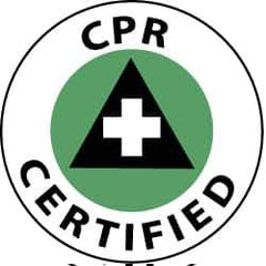 NMC - CPR Certified, Hard Hat Label - White & Black on Green, 2" Thick, For Accident Prevention - Industrial Tool & Supply