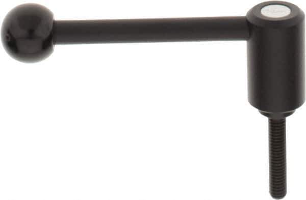 KIPP - 5/16-18, 0.94" Hub Diam, Steel Threaded Stud Adjustable Tension Lever with 0° Handle - 1.57" Stud Length, 3.62" OAL, 1.46" High - Industrial Tool & Supply