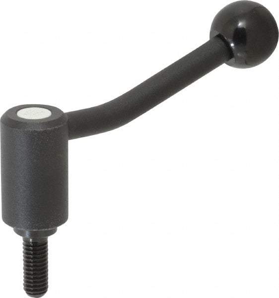 KIPP - 3/8-16, 0.94" Hub Diam, Steel Threaded Stud Adjustable Tension Lever with 20° Handle - 0.98" Stud Length, 3.46" OAL, 2.3" High - Industrial Tool & Supply