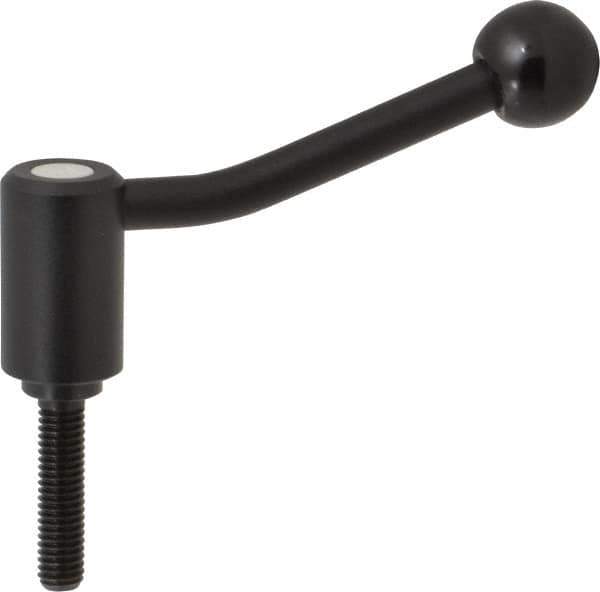KIPP - 3/8-16, 0.94" Hub Diam, Steel Threaded Stud Adjustable Tension Lever with 20° Handle - 1.57" Stud Length, 3.46" OAL, 2.3" High - Industrial Tool & Supply
