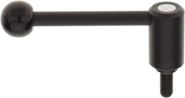 KIPP - 3/8-16, 0.94" Hub Diam, Steel Threaded Stud Adjustable Tension Lever with 0° Handle - 0.78" Stud Length, 3.62" OAL, 1.46" High - Industrial Tool & Supply