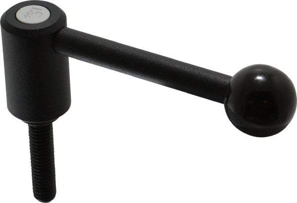 KIPP - 3/8-16, 0.94" Hub Diam, Steel Threaded Stud Adjustable Tension Lever with 0° Handle - 1.57" Stud Length, 3.62" OAL, 1.46" High - Industrial Tool & Supply