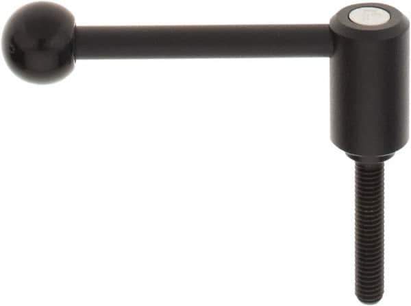 KIPP - 3/8-16, 0.94" Hub Diam, Steel Threaded Stud Adjustable Tension Lever with 0° Handle - 1.97" Stud Length, 3.62" OAL, 1.46" High - Industrial Tool & Supply
