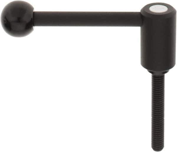 KIPP - 3/8-16, 0.94" Hub Diam, Steel Threaded Stud Adjustable Tension Lever with 0° Handle - 2.36" Stud Length, 3.62" OAL, 1.46" High - Industrial Tool & Supply