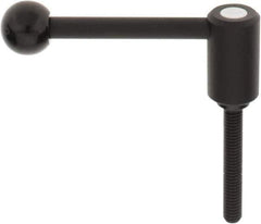 KIPP - 3/8-16, 0.94" Hub Diam, Steel Threaded Stud Adjustable Tension Lever with 0° Handle - 2.36" Stud Length, 3.62" OAL, 1.46" High - Industrial Tool & Supply