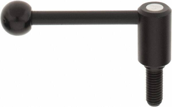 KIPP - 1/2-13, 0.94" Hub Diam, Steel Threaded Stud Adjustable Tension Lever with 0° Handle - 1.18" Stud Length, 3.62" OAL, 1.46" High - Industrial Tool & Supply