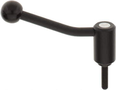 KIPP - M8 x 1.25, 0.94" Hub Diam, Steel Threaded Stud Adjustable Tension Lever with 20° Handle - 1.18" Stud Length, 3.46" OAL, 2.3" High - Industrial Tool & Supply