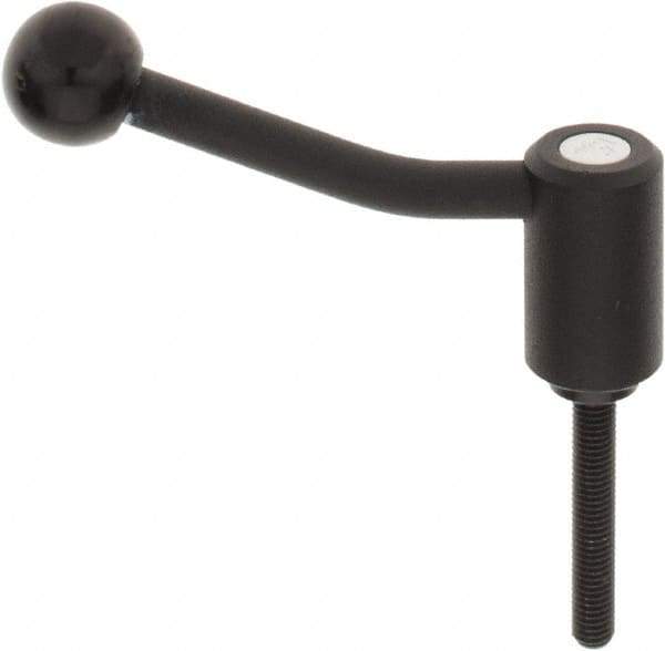KIPP - M8 x 1.25, 0.94" Hub Diam, Steel Threaded Stud Adjustable Tension Lever with 20° Handle - 1.97" Stud Length, 3.46" OAL, 2.3" High - Industrial Tool & Supply
