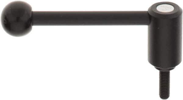 KIPP - M8 x 1.25, 0.94" Hub Diam, Steel Threaded Stud Adjustable Tension Lever with 0° Handle - 0.98" Stud Length, 3.62" OAL, 1.46" High - Industrial Tool & Supply