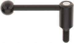 KIPP - M12 x 1.75, 0.94" Hub Diam, Steel Threaded Stud Adjustable Tension Lever with 0° Handle - 0.98" Stud Length, 3.62" OAL, 1.46" High - Industrial Tool & Supply
