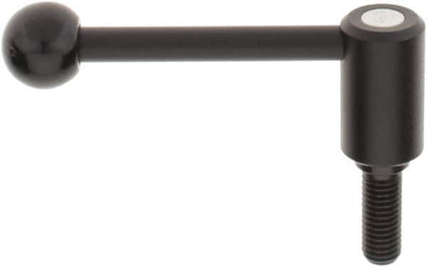 KIPP - M12 x 1.75, 0.94" Hub Diam, Steel Threaded Stud Adjustable Tension Lever with 0° Handle - 1.18" Stud Length, 3.62" OAL, 1.46" High - Industrial Tool & Supply