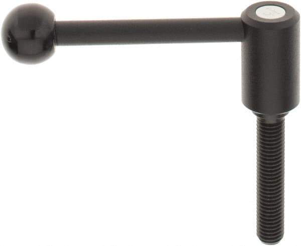 KIPP - M12 x 1.75, 0.94" Hub Diam, Steel Threaded Stud Adjustable Tension Lever with 0° Handle - 2.36" Stud Length, 3.62" OAL, 1.46" High - Industrial Tool & Supply
