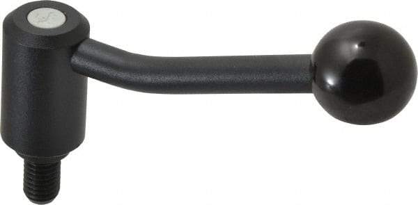 KIPP - 1/2-13, 1.1" Hub Diam, Steel Threaded Stud Adjustable Tension Lever with 20° Handle - 0.78" Stud Length, 4.17" OAL, 2.7" High - Industrial Tool & Supply