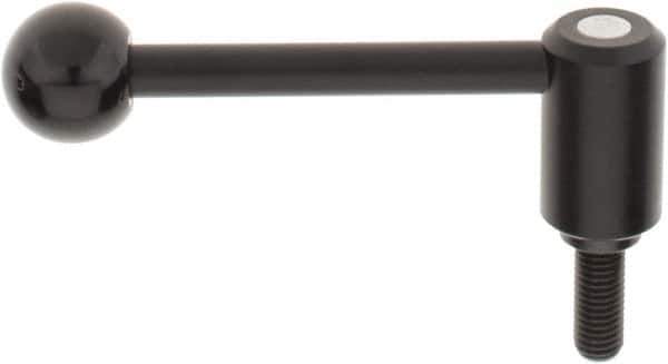 KIPP - M12 x 1.75, 1.1" Hub Diam, Steel Threaded Stud Adjustable Tension Lever with 0° Handle - 1.18" Stud Length, 4.37" OAL, 1.65" High - Industrial Tool & Supply
