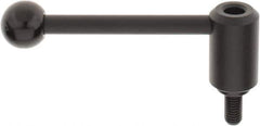 KIPP - 1/2-13, 1.3" Hub Diam, Steel Threaded Stud Adjustable Tension Lever with 0° Handle - 0.98" Stud Length, 5.3" OAL, 1.85" High - Industrial Tool & Supply