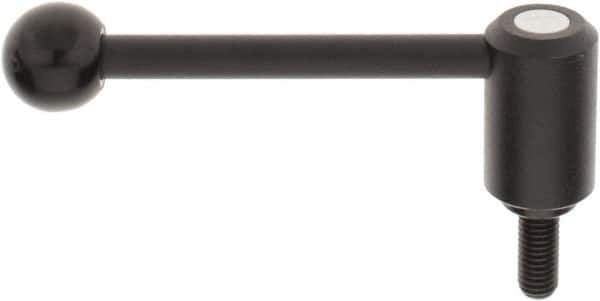KIPP - 1/2-13, 1.3" Hub Diam, Steel Threaded Stud Adjustable Tension Lever with 0° Handle - 1.18" Stud Length, 5.3" OAL, 1.85" High - Industrial Tool & Supply