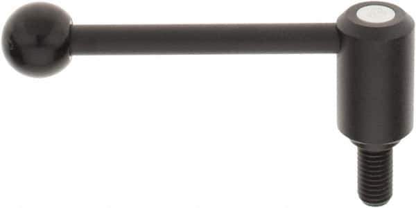 KIPP - 5/8-11, 1.3" Hub Diam, Steel Threaded Stud Adjustable Tension Lever with 0° Handle - 1.18" Stud Length, 5.3" OAL, 1.85" High - Industrial Tool & Supply