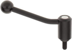 KIPP - M12 x 1.75, 1.3" Hub Diam, Steel Threaded Stud Adjustable Tension Lever with 20° Handle - 0.98" Stud Length, 5.06" OAL, 3.19" High - Industrial Tool & Supply