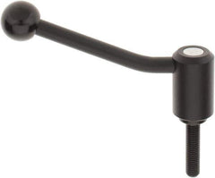 KIPP - M12 x 1.75, 1.3" Hub Diam, Steel Threaded Stud Adjustable Tension Lever with 20° Handle - 1.97" Stud Length, 5.06" OAL, 3.19" High - Industrial Tool & Supply