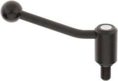 KIPP - M16 x 2.0, 1.3" Hub Diam, Steel Threaded Stud Adjustable Tension Lever with 20° Handle - 0.98" Stud Length, 5.06" OAL, 3.19" High - Industrial Tool & Supply