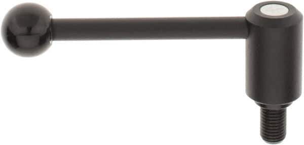 KIPP - M16 x 2.0, 1.3" Hub Diam, Steel Threaded Stud Adjustable Tension Lever with 0° Handle - 0.98" Stud Length, 5.3" OAL, 1.85" High - Industrial Tool & Supply
