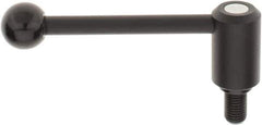 KIPP - M16 x 2.0, 1.3" Hub Diam, Steel Threaded Stud Adjustable Tension Lever with 0° Handle - 0.98" Stud Length, 5.3" OAL, 1.85" High - Industrial Tool & Supply